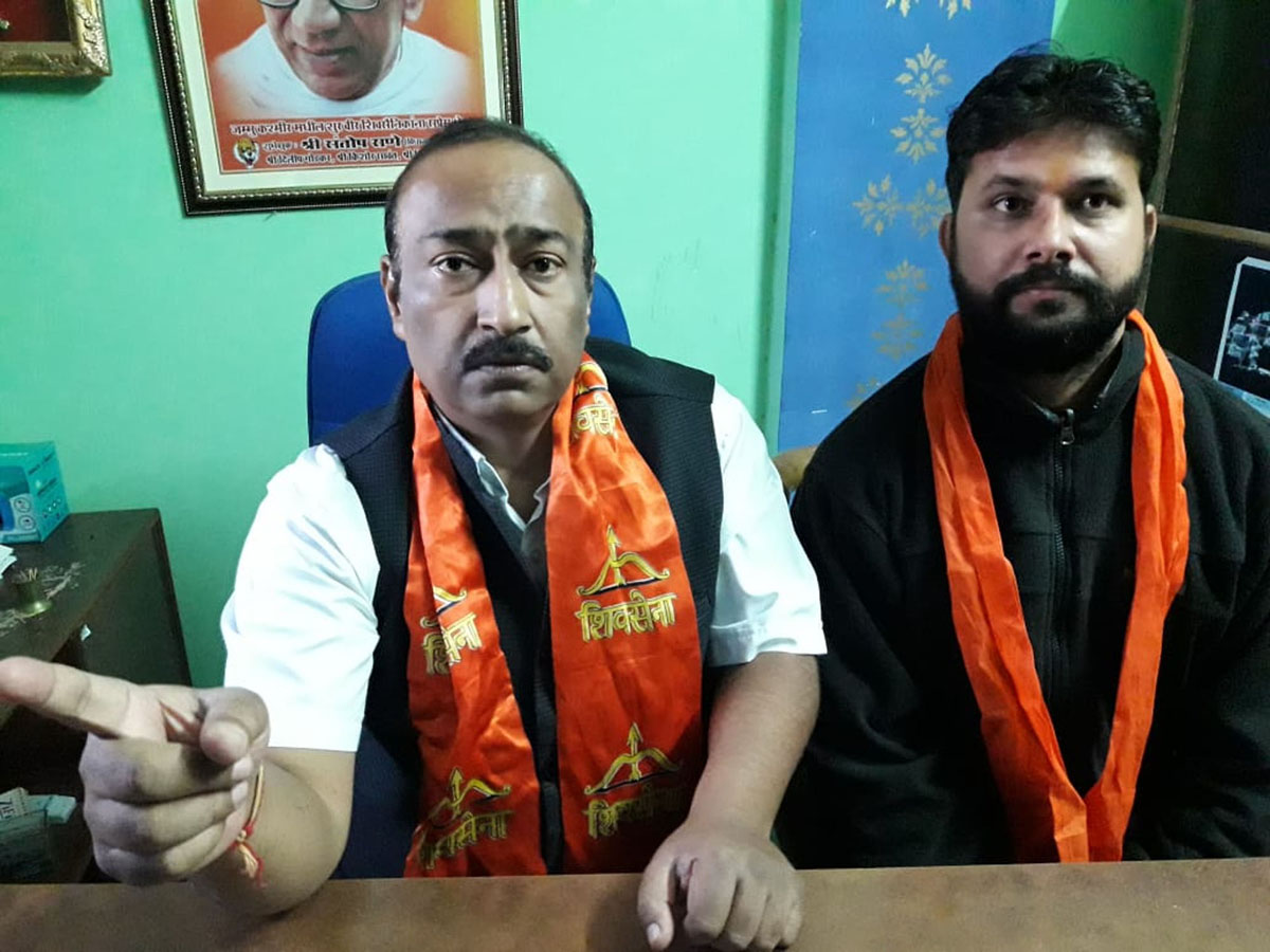 Dimpy Kohli, State President Shiv Sena Bala Sahib Thackeray addressing a press conference at Jammu on Sunday. Dimpy Kohli, State President Shiv Sena Bala Sahib Thackeray addressing a press conference at Jammu on Sunday.