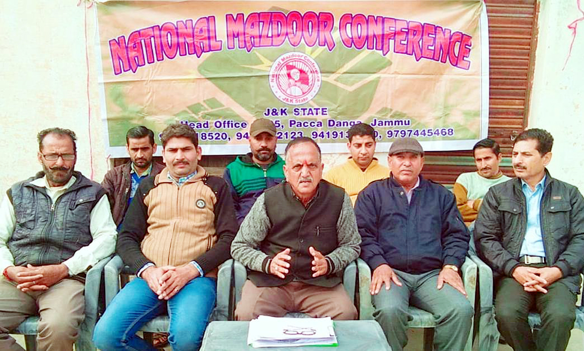 Subash Shastri addressing NMC workers at Jammu on Wednesday. Subash Shastri addressing NMC workers at Jammu on Wednesday.