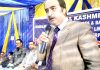 Secretary Social Welfare Dr Farooq Ahmad Lone addressing the gathering after inaugurating exhibition in Jammu on Monday.