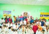 Judokas posing along with chief guest and other dignitaries during inaugural ceremony of Jammu District Judo Championship in Jammu.