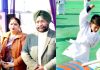 Devender Rana felicitating members of management and kids displaying martial art during Annual Sports Day.
