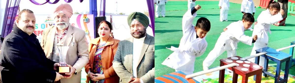 Devender Rana felicitating members of management and kids displaying martial art during Annual Sports Day. Devender Rana felicitating members of management and kids displaying martial art during Annual Sports Day.