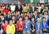 Speedball players posing for a group photograph along with dignitaries and officials during 10th State Championship in Jammu.