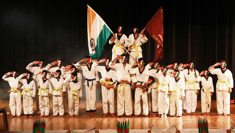 Students presenting cultural item during Annual Day celebrations. Students presenting cultural item during Annual Day celebrations.