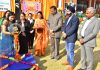 Former Minister Sham Lal Sharma, Corporator, Ward No 5 (Akhnoor), Shilpa Mahajan and other guests during opening ceremony of National Rope Skipping Championship at IDPS.