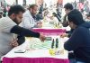 Chess players busy in making moves during Senior National Chess Championship at Jammu on Friday. —Excelsior/Rakesh