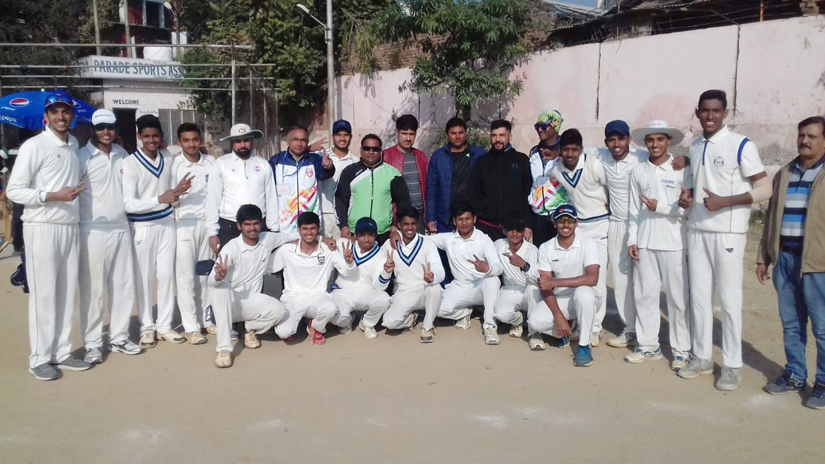 Players posing along with officials during a match of 64th National School Gamers Under-19 Boys Cricket Tournament in Jammu on Friday. Players posing along with officials during a match of 64th National School Gamers Under-19 Boys Cricket Tournament in Jammu on Friday.