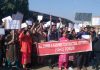 Contractual Lecturers taking out protest march towards Civil Secretariat on Thursday.