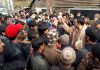Residents during protest at Marwah in district Kishtwar.