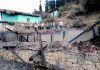 A view of devastation caused by fire at Basantgarh.