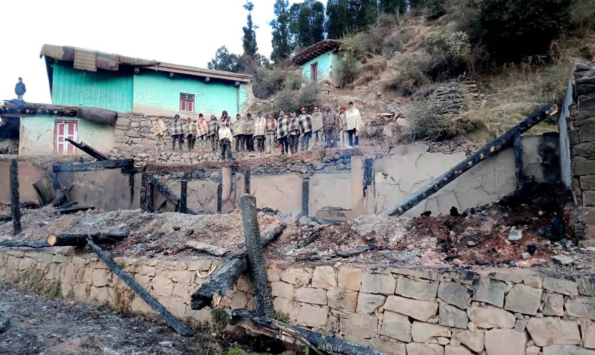 A view of devastation caused by fire at Basantgarh. A view of devastation caused by fire at Basantgarh.