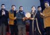 Dignitaries awarding a winner during the closing ceremony of Kashmir World Film Festival at Srinagar on Tuesday.