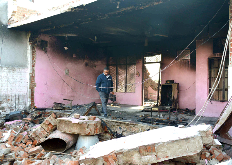 A damaged portion of house in Pushp colony, Gangyal. -Excelsior/ Rakesh A damaged portion of house in Pushp colony, Gangyal. -Excelsior/ Rakesh