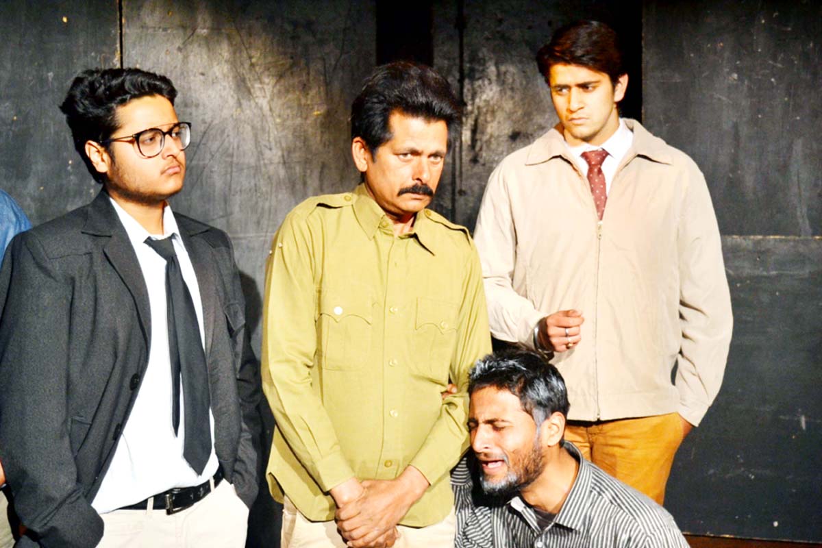 A scene from the play 'Zameen Ka Sawaal' staged at Jammu on Sunday. A scene from the play 'Zameen Ka Sawaal' staged at Jammu on Sunday.