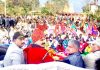 Balwant Singh Mankotia and others at a public meeting in Udhampur Constituency on Sunday.