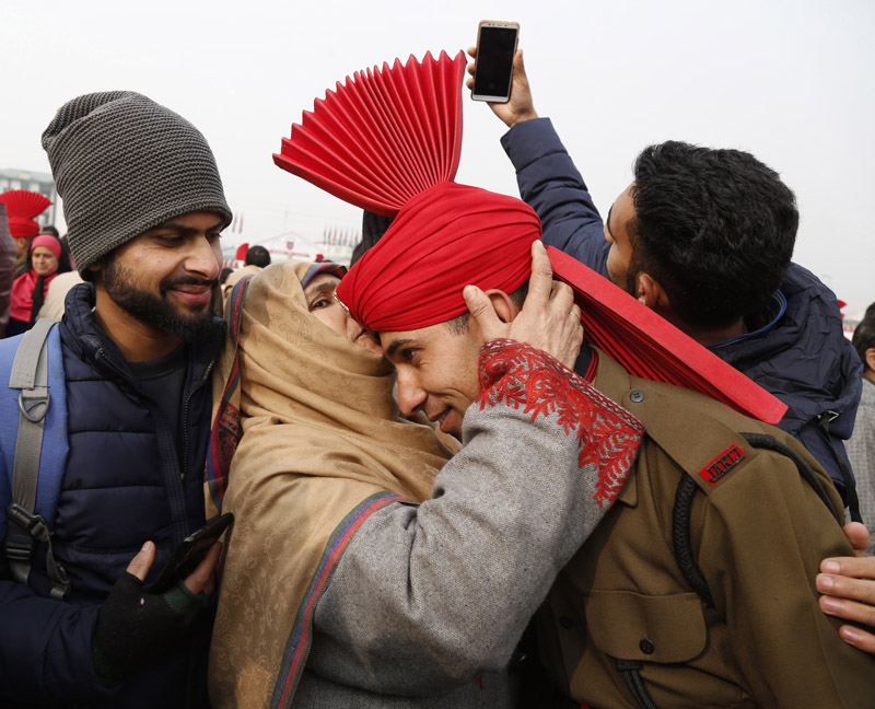 A pass out recruit being hugged by his mother. —Excelsior/Shakeel A pass out recruit being hugged by his mother. —Excelsior/Shakeel