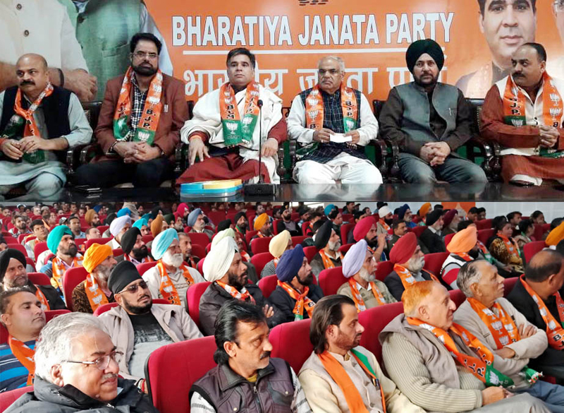 BJP leaders during a meeting at Jammu on Saturday. BJP leaders during a meeting at Jammu on Saturday.
