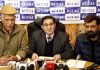 Kashmir Chamber of Commerce addressing press conference in Srinagar on Thursday. —Excelsior/Shakeel