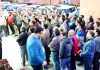 Bank officers protesting in support of their demands at Jammu on Tuesday.