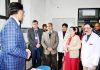 Principal Secretary, H&ME, Atul Duloo, along with Dr Sunanda Raina, Principal, GMC Jammu and others interacting with doctors during a multi-speciality camp at SSH Jammu.