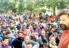 Former Minister and DSS leader Ch Lal Singh addressing large gathering at Kathua on Sunday.