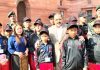 Union Minister Dr Jitendra Singh interacting with a group of students from remote areas of Northeast, currently on a visit to union capital, at New Delhi on Wednesday.