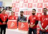 Officials of Brand Factory on the launch of 'Free Shopping Weekend' in Jammu.