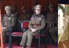 Police personnel during celebrations of 56th Raising Day of HG/CD at Jammu on Thursday.