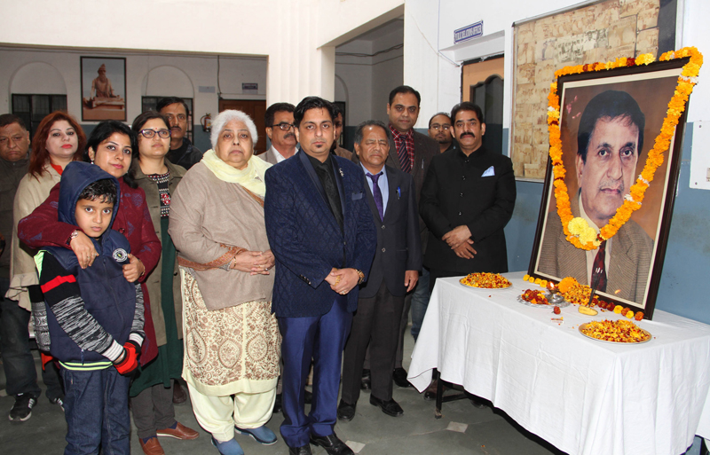 Office bearers of Shri Sain Charitable Trust paying tributes to Late Dr. Roop Lal Sharma, Founder-Chairman of the Trust at Jammu on Monday. Office bearers of Shri Sain Charitable Trust paying tributes to Late Dr. Roop Lal Sharma, Founder-Chairman of the Trust at Jammu on Monday.