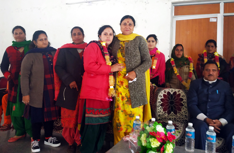 State Mahila Cong president, Indu Pawar during convention at Bhaderwah on Wednesday. State Mahila Cong president, Indu Pawar during convention at Bhaderwah on Wednesday.