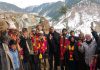 NC leader Sajjad Shaheen interacting with villagers from snow bound area of Pogal Paristan in Banihal.