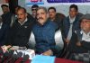 Gen Secy Shri Guru Ravi Dass Sabha, ML Banalia addressing press conference in Jammu on Monday. —Excelsior/ Rakesh