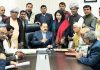 Union Minister Dr Jitendra Singh at a meeting with members of All India Gurjar delegation who called on him, at New Delhi on Thursday.