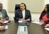 Union Minister Dr Jitendra Singh being briefed by a team of National Informatics Centre (NIC), at New Delhi on Thursday.