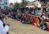 NPP leader Harsh Dev Singh addressing a public meeting in Ramnagar on Tuesday.