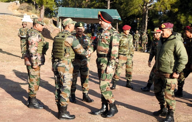 Northern Command chief Lt Gen Ranbir Singh interacting with soldiers during visit to LoC on Monday. Northern Command chief Lt Gen Ranbir Singh interacting with soldiers during visit to LoC on Monday.
