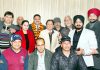 Newly elected president of JKGA and other members posing for a group photograph at Amar Singh Club in Jammu on Sunday. -Excelsior/Rakesh