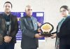 MP Shamsher Singh Manhas being presented a memento by Deputy Director, ROB, Neha Jalali at Jammu on Wednesday.