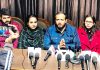 ABVP leaders addressing press conference at Jammu on Tuesday.