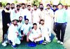 Winners posing along with officials during a match of New Year Cricket Cup 2019 Akhnoor on Monday.
