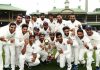 Indian Team posing for a group photograph alongwith trophy