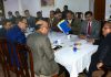 Governor Satya Pal Malik chairing a meeting on Wednesday.