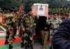 BSF officers carrying mortal remains of Assistant Commandant Vinay Prasad martyred along IB on Wednesday.