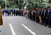 Governor Satya Pal Malik and Raj Bhawan staff paying tributes to martyrs of freedom struggle in Jammu on Wednesday.