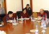 Chief Secretary BVR Subrahmanyam chairing a meeting with ECs of LAHDC at Leh on Friday.
