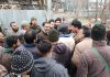 NC leader Salman Sagar interacting with locals at Hazaratbal in Srinagar on Sunday.