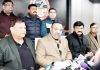 JCCI president Rakesh Gupta addressing press conference in Jammu on Monday. -Excelsior/Rakesh
