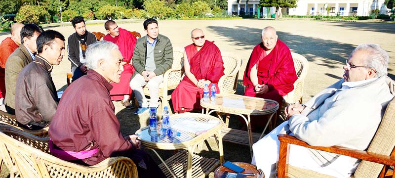 A delegation from Zanskar at a meeting with Governor S P Malik in Jammu on Sunday. A delegation from Zanskar at a meeting with Governor S P Malik in Jammu on Sunday.