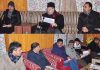 MP Muzaffar Hussain Baig chairing officers meeting at Baramulla on Monday.