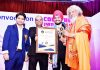 Dr HS Paul, Delhi Bureau Chief of Daily Excelsior, receiving award from MP, Dr (Prof) PK Patasani and Dr (Prof) Abhiram Kulshreshtha, MD, ACS Media Corporation.